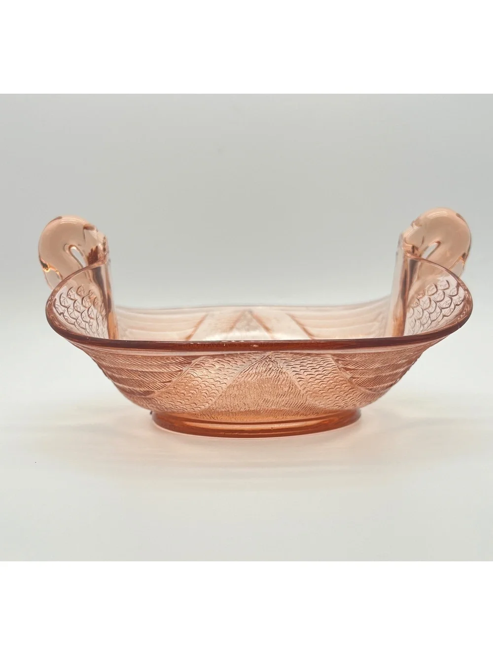 Pink Depression Glass Double Head Swan Candy Dish